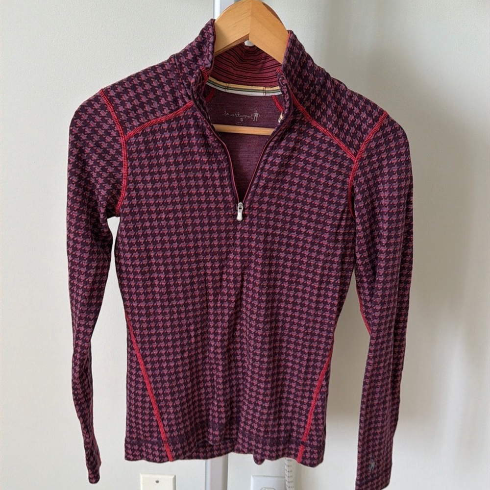 Smartwool women’s merino wool quater zip long sleeve top, size S